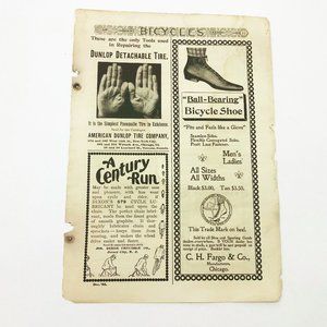 Vintage Dec 1895 Advertising Page Scribner's Magazine Dunlop Tires Premo Camera